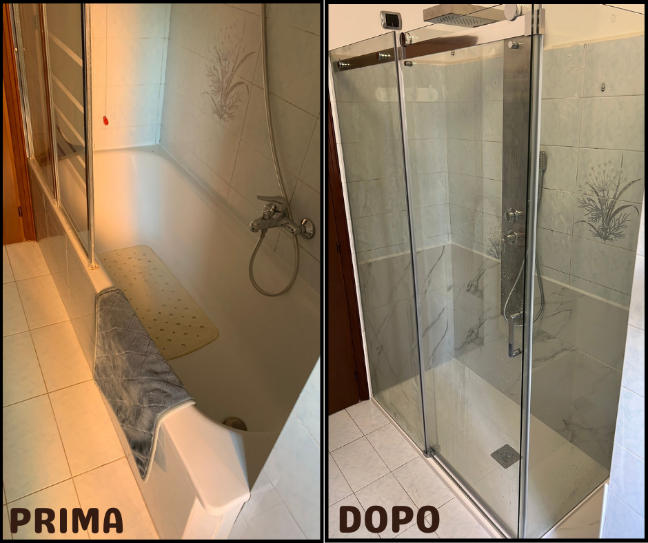 Prima e dopo vasca in doccia